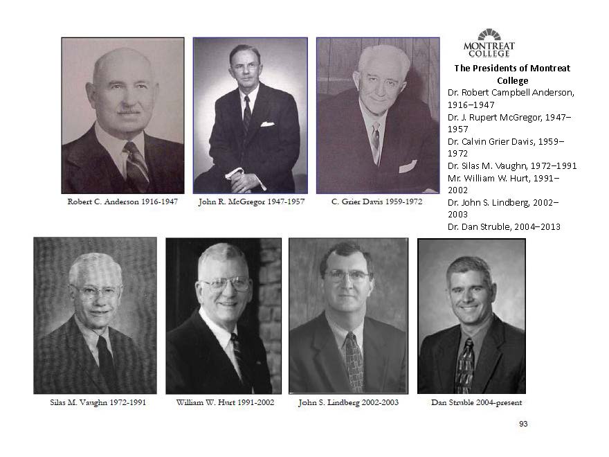 Seven presidents of Montreat College