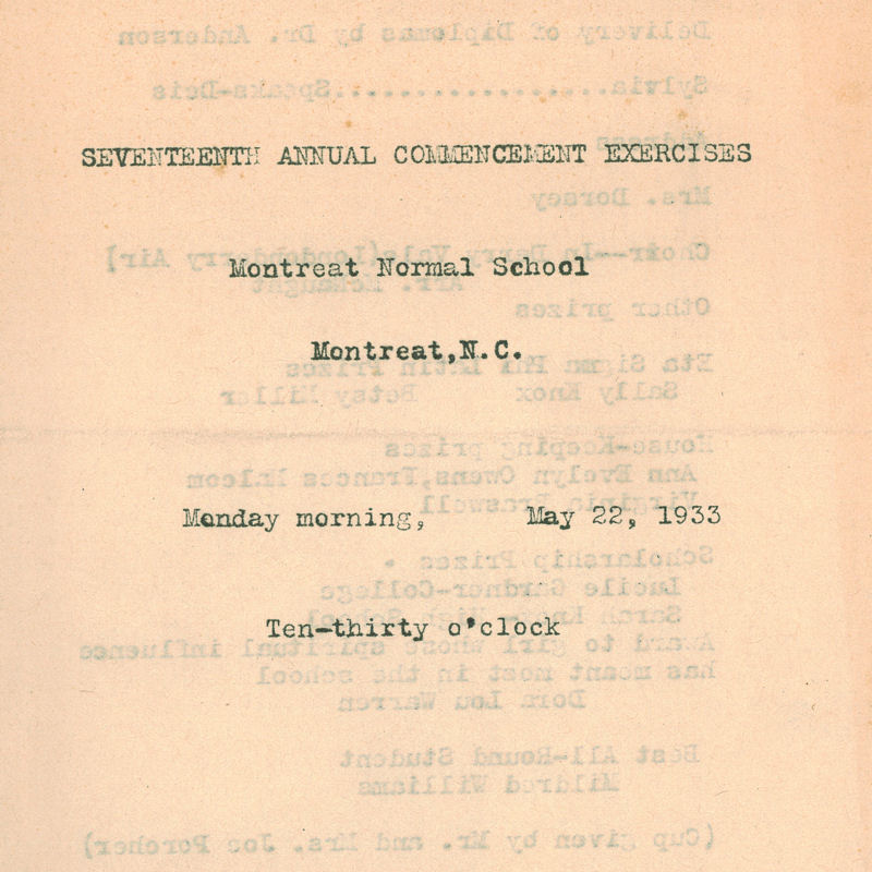 1933 Commencement Program