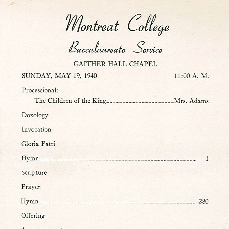 May 19, 1940 Commencement Program