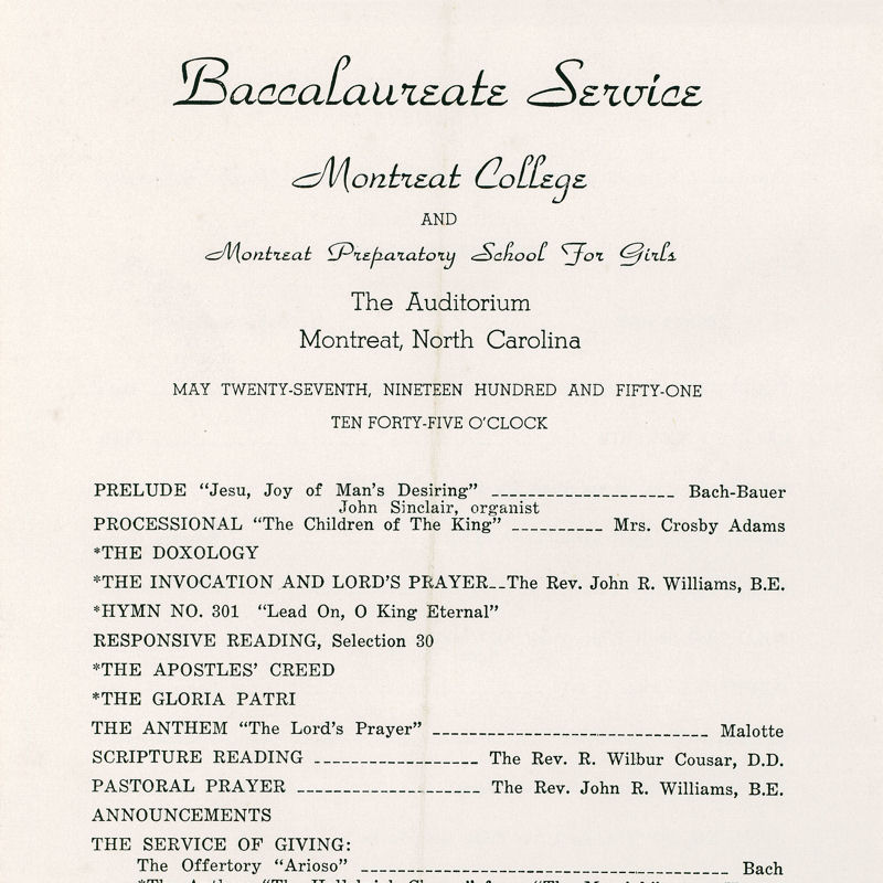 1951 Commencement Program