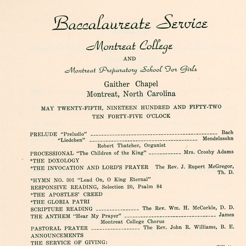 1952 Commencement Program