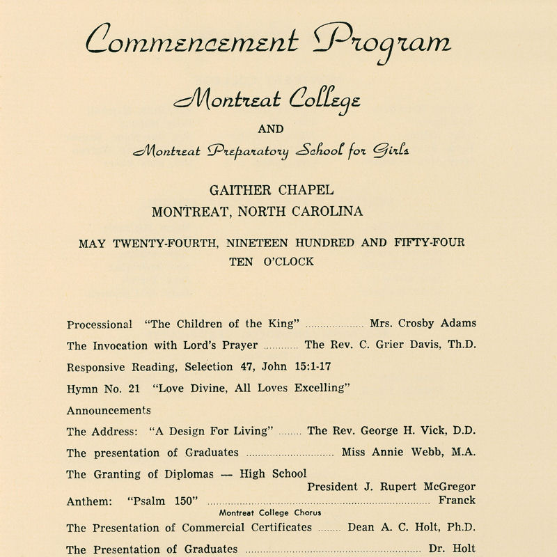 1954 Commencement Program