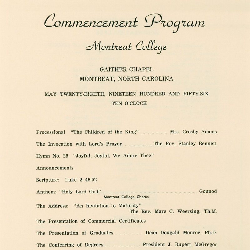 May 28, 1956 Commencement Program