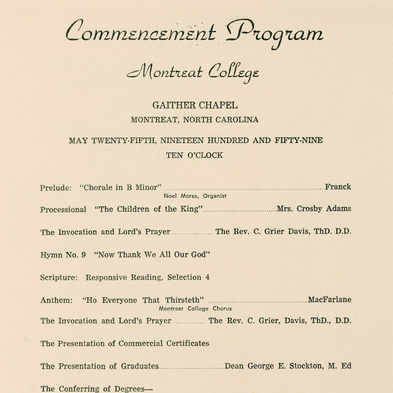 May 25, 1959 Commencement Program