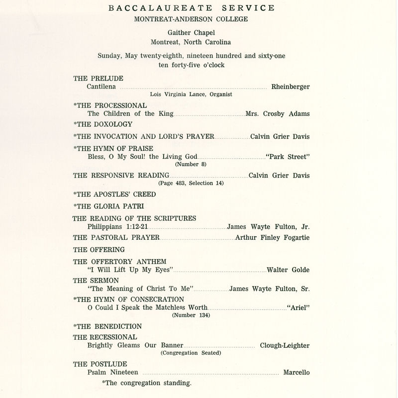 May 28, 1961 Commencement Program