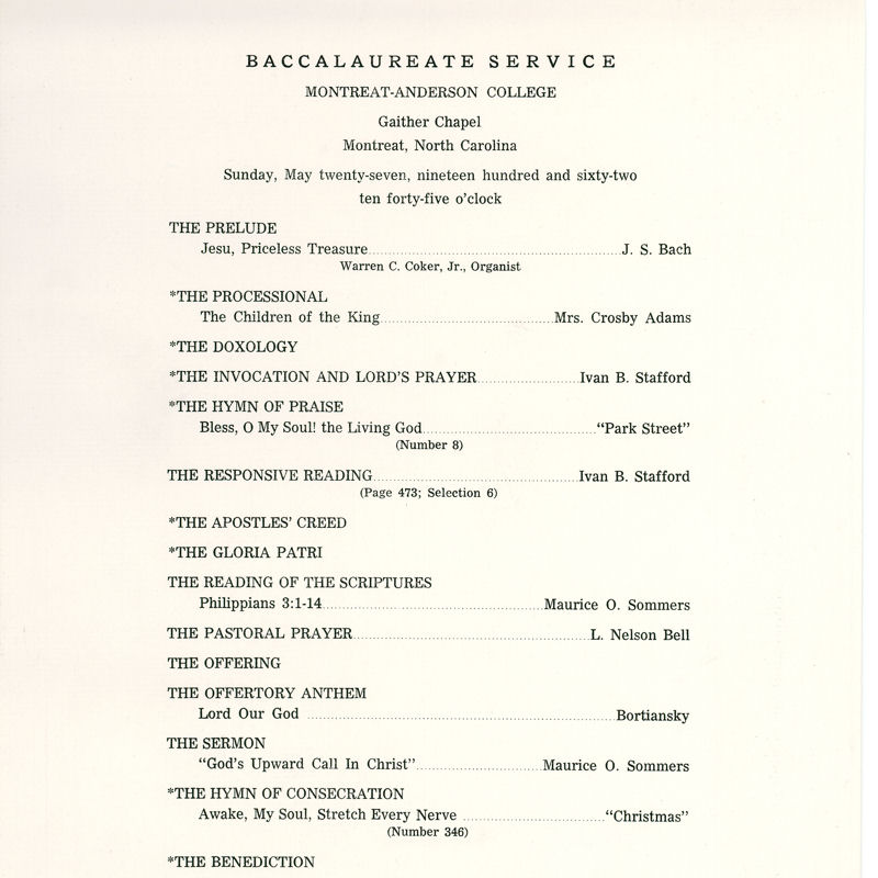 1962 Commencement Program
