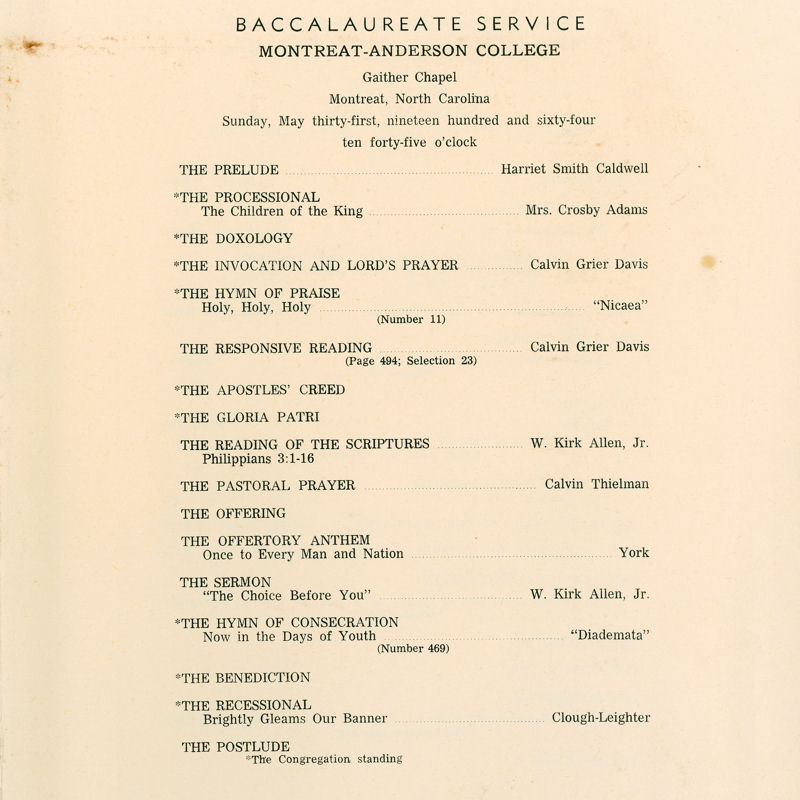 1964 Commencement Program