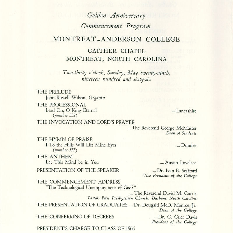 1966 Commencement Program