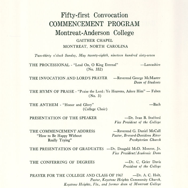 1967 Commencement Program