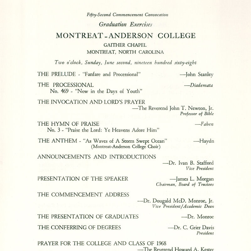 1968 Commencement Program