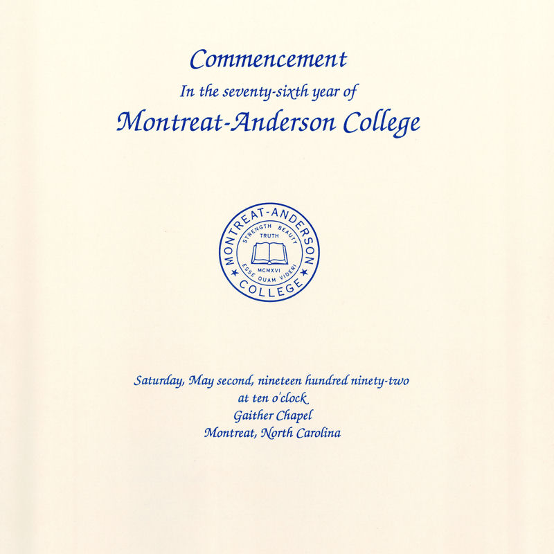 1992 Commencement Program