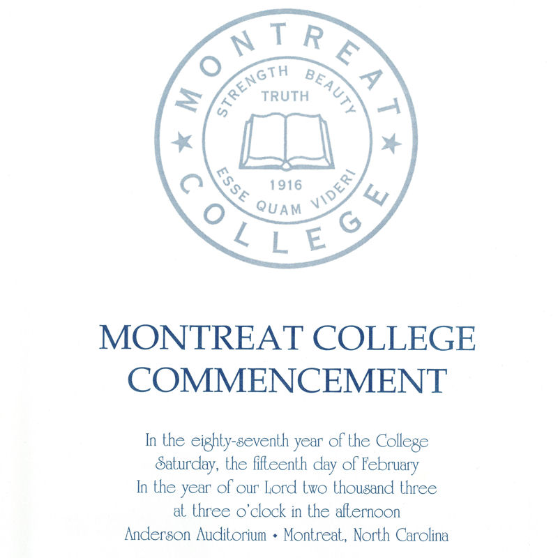 February 2003 Commencement Program