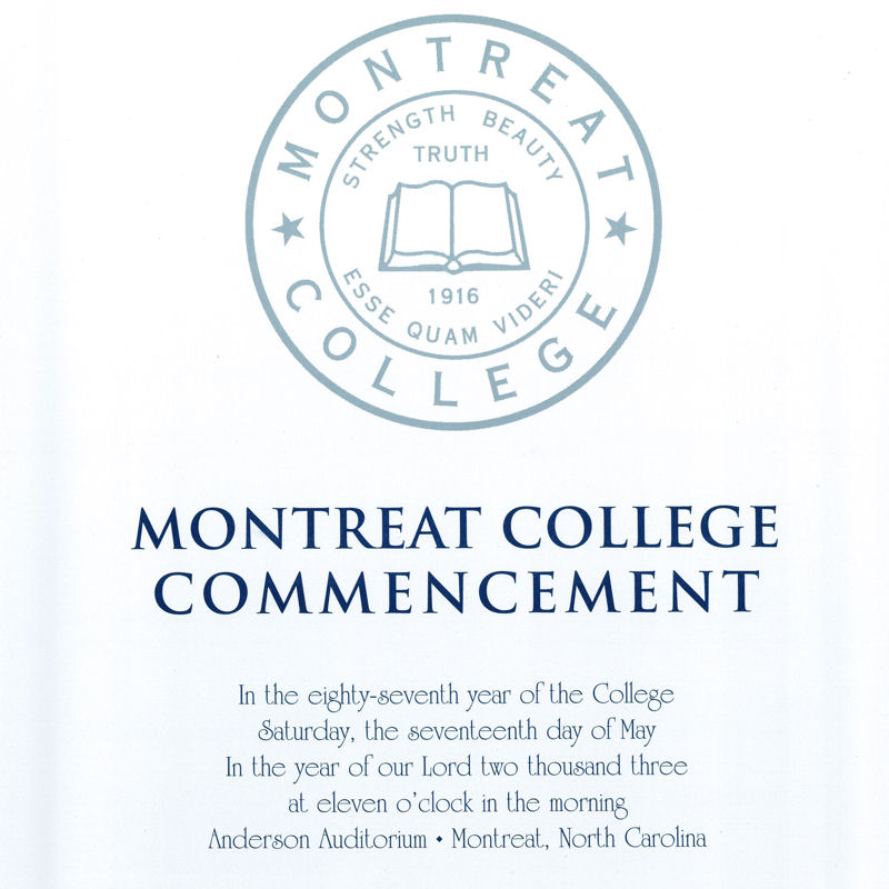 May 2003 Commencement Program