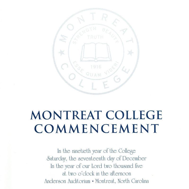 December 2005 Commencement Program