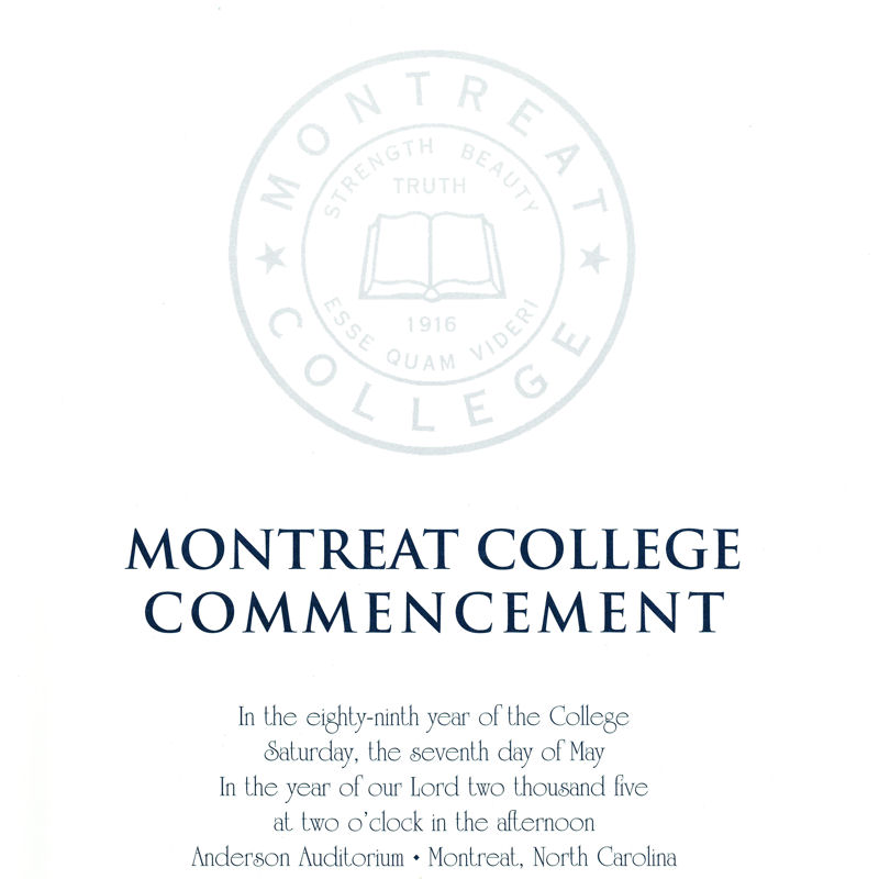 May 2005 Commencement Program