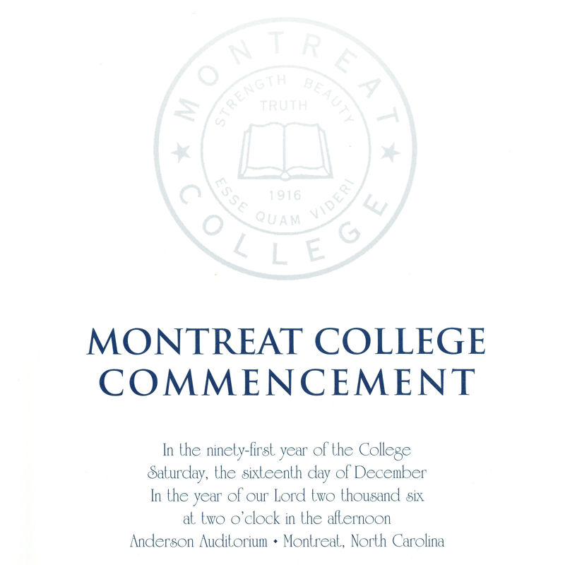 December 2006 Commencement Program