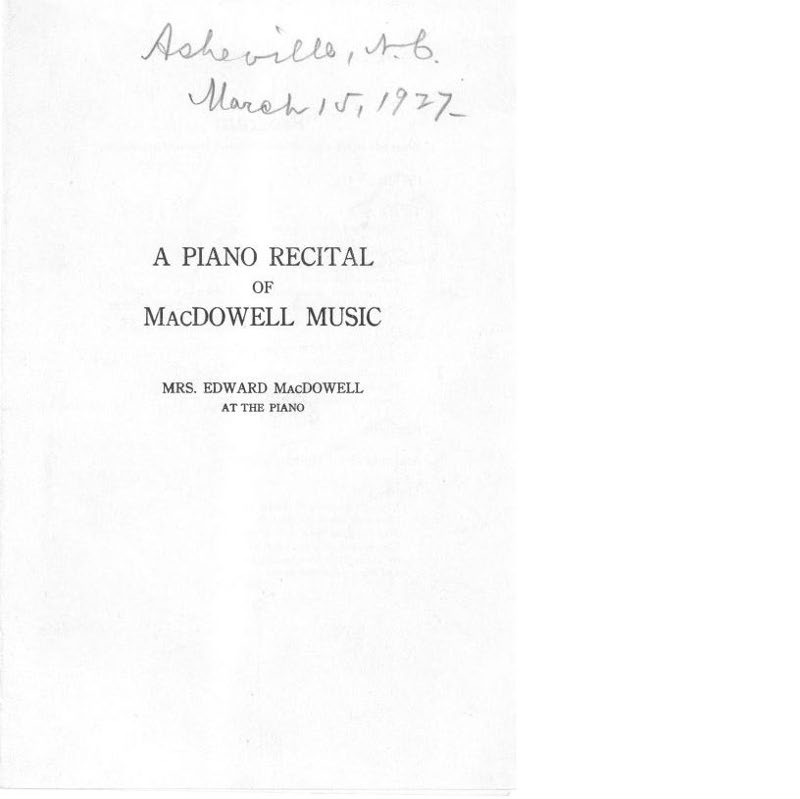 A Piano Recital of MacDowell Music