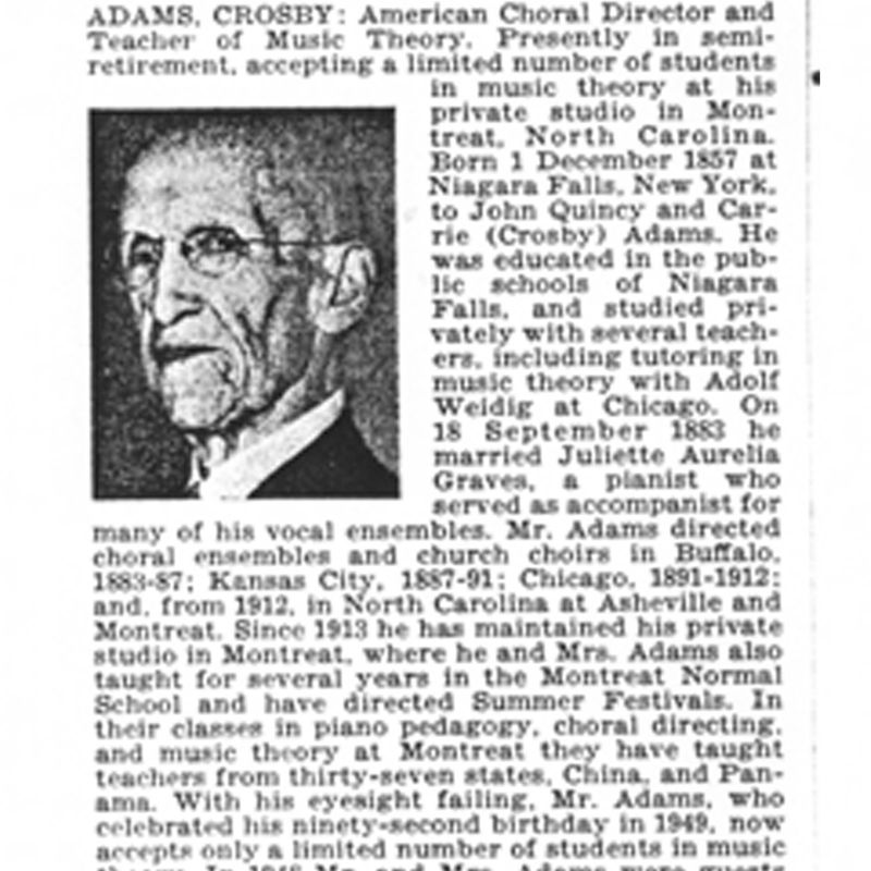 Biography of Mr. Crosby Adams