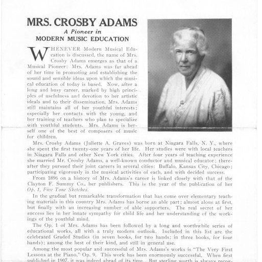 Mrs Crosby Adams a pioneer in Christian Music Education