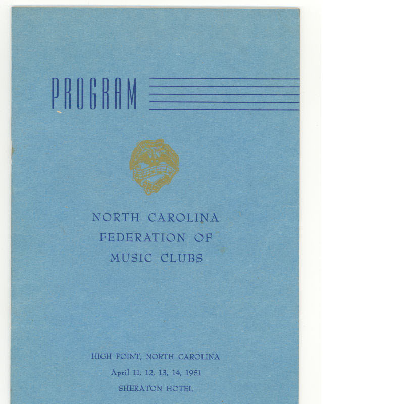 North Carolina Federation of Music Clubs, April 11-14, 1951, Program for 35th annual convention