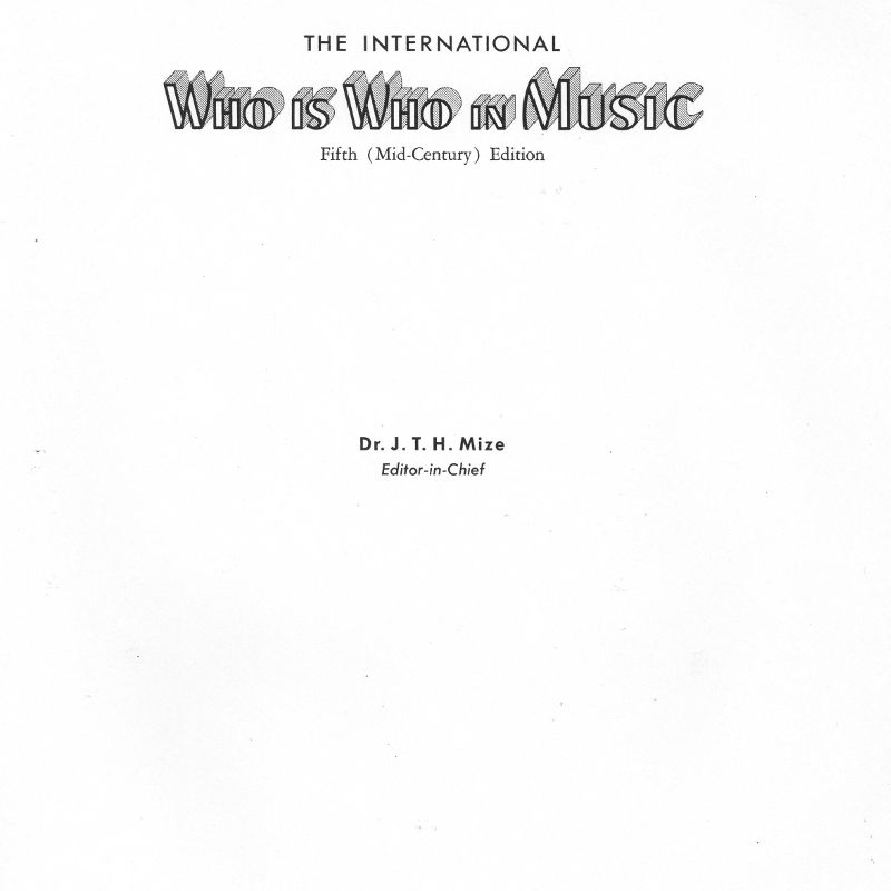 The International Who Is Who In Music 1