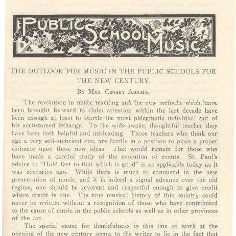 The Outlook for Music in the Public Schools for the New Century