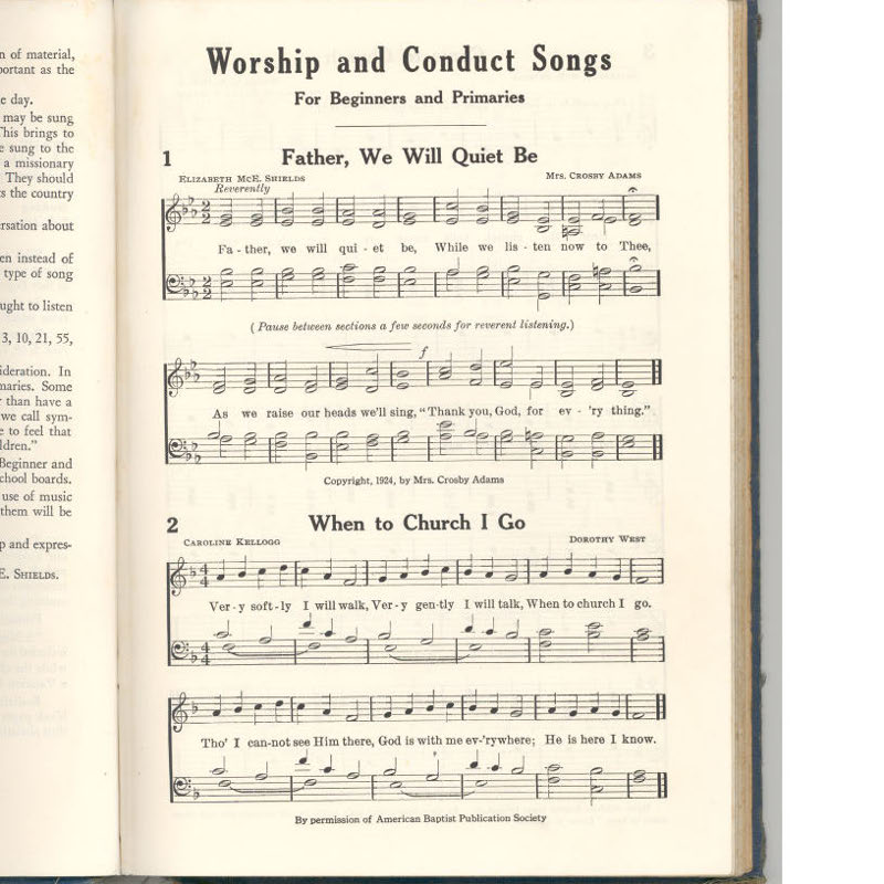 Worship and Conduct Songs by Elizabeth M. Shields, with Mrs. Crosby Adams