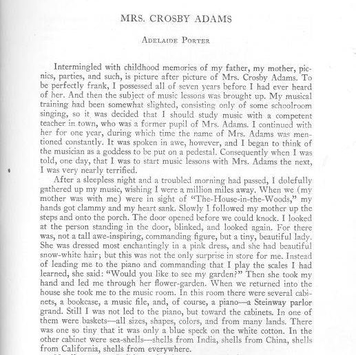 Biography of Mrs. Crosby Adams