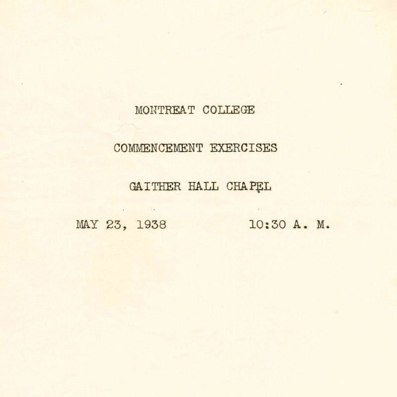 May 23, 1938 Commencement Program, 10:30 A.M.