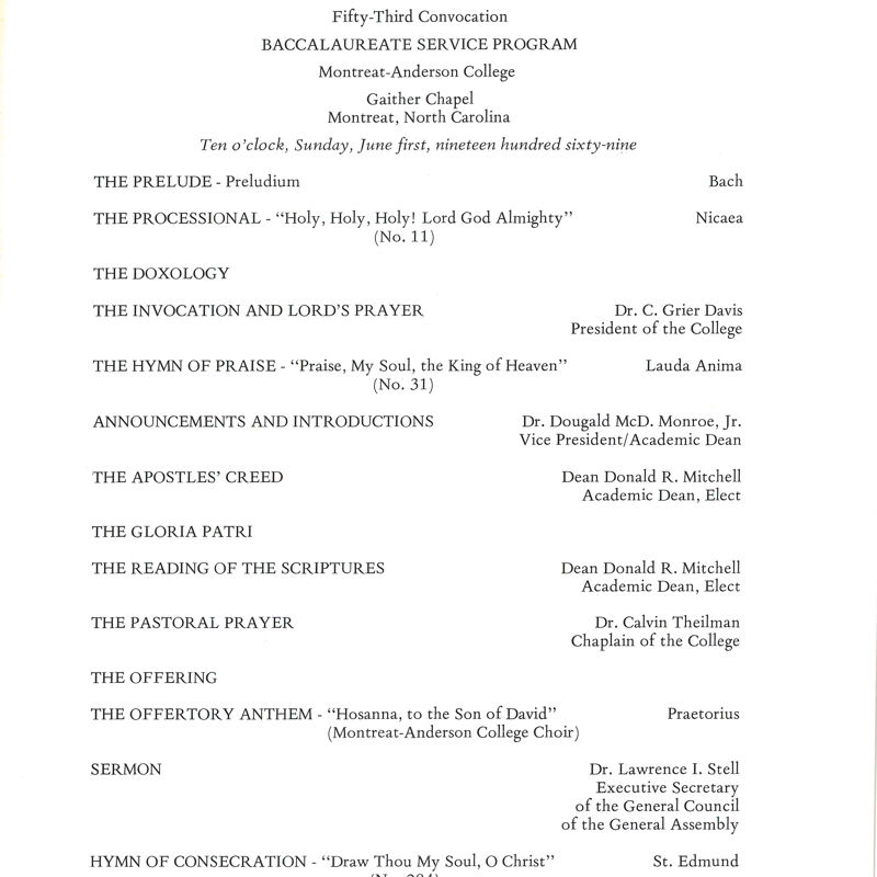 May 28, 1969 Commencement Program