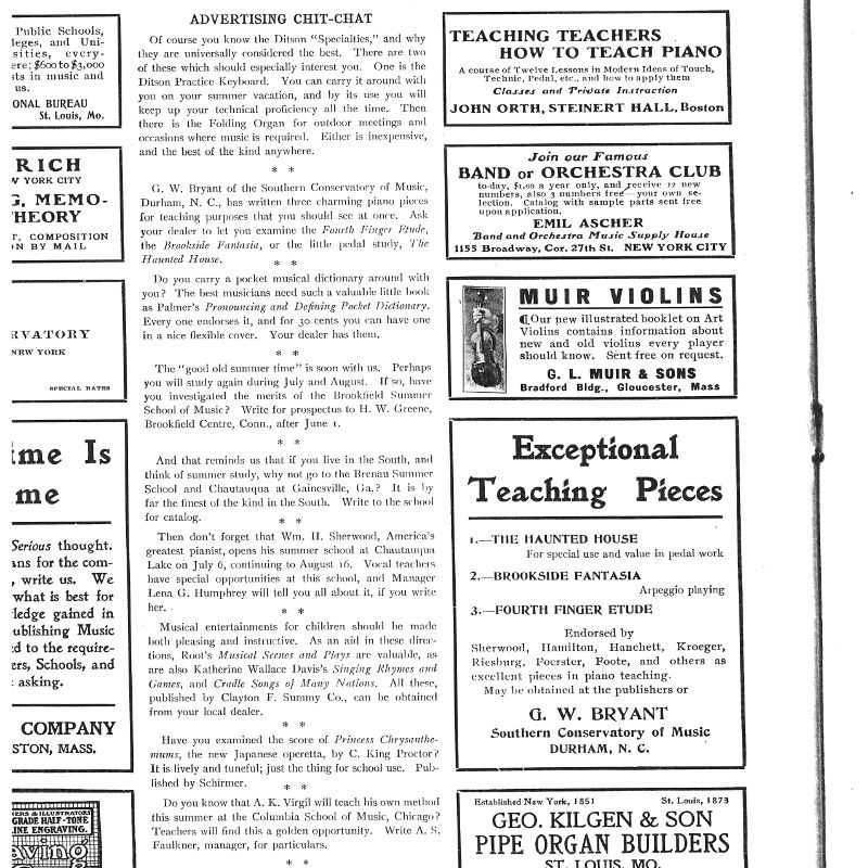 Advertisement of Mr. and Mrs. Crosby Adams - Summer Classes for Piano Teachers