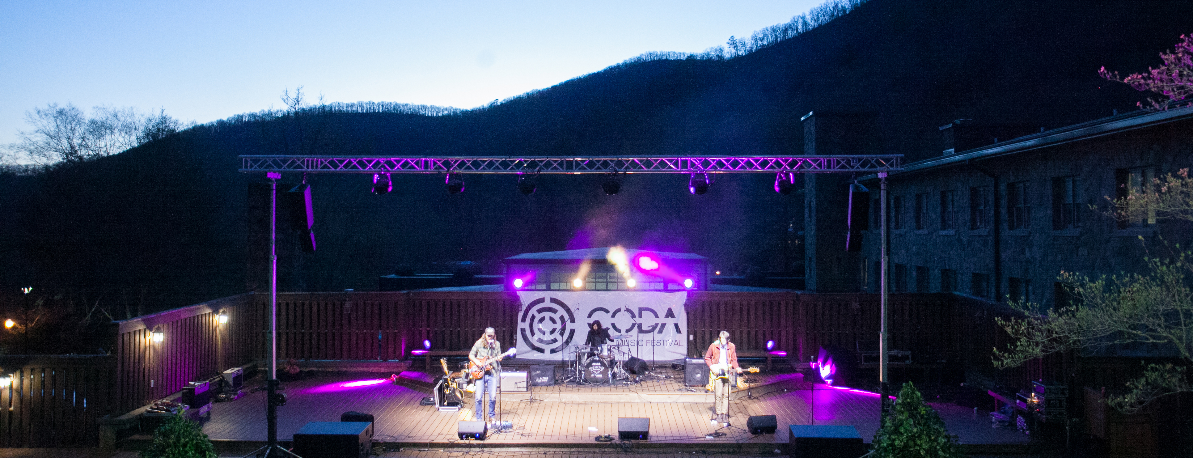 A band on stage at the Coda Music Festival in 2018