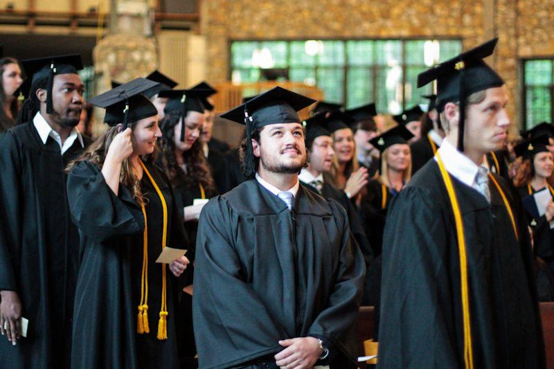 Students at Montreat College graduation ceremony