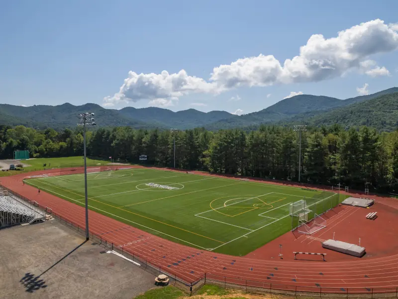 Aerial image of the Montreat College soccer field