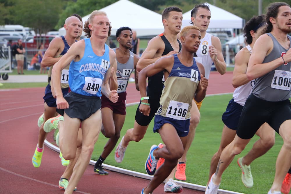 Ruchen Blaauw in a Montreat College Uniform at a track meet
