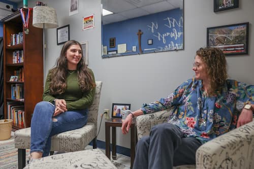 Lacie-Lee Parris talking with Rachel Toone