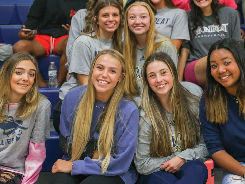 Montreat College students sitting on bleachers