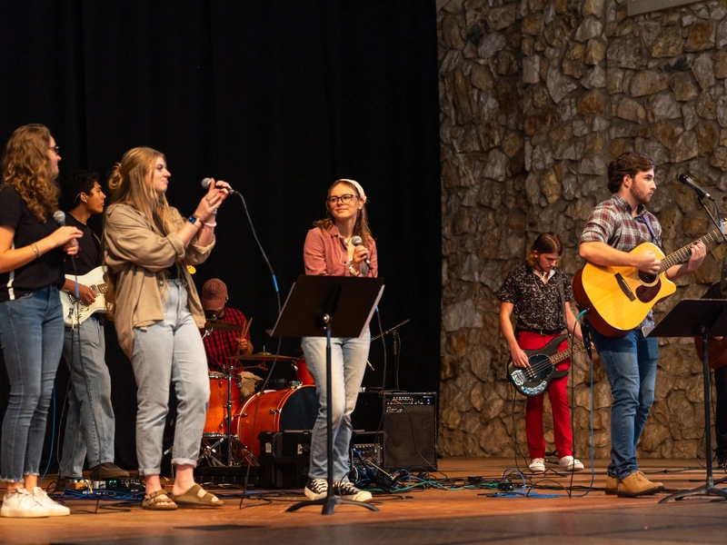 Montreat College students leading worship