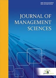 ~Journal of Management Sciences journal cover image in blue and yellow with white squares
