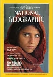 National Geographic cover image with a striking image of a young woman