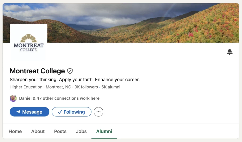 LinkedIn profile page for Montreat College